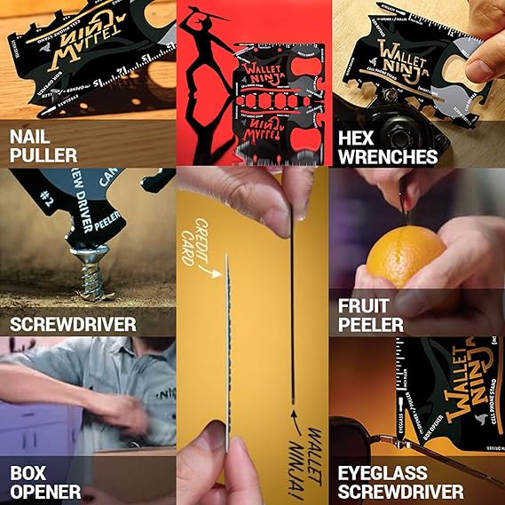 Ninja Wallet 18 In 1 Multifunction Survival Tool Outdoor Screwdriver, Bottle Opener, Cell Phone Stand Stainless Steel (random Color)
